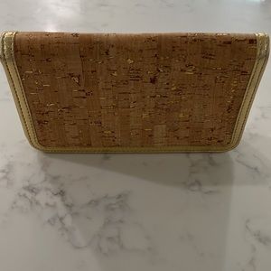 Small gold leather & cork clutch